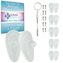 GMS Optical 17mm Long Length / 7mm Medium Width – Air Bag Tear Drop Screw-In Soft Silicone Nose Pads for Glasses, Eyeglasses & Sunglasses with Screws & Screwdriver (5 Pair, Clear)