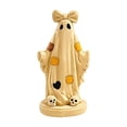 thumbnail image 2 of ZENVIVE Halloween Ghost Figurines, Cute Patches Ghost Resin Sculpture With Bow, Spooky Halloween Decor for Shelf, Mantels, Table Centerpieces Ornament, 2 of 9