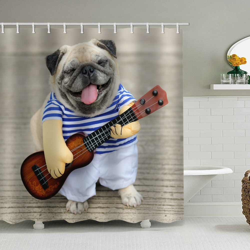 Dog Shower Curtain Set Pet Funny Cute Pekingese Guitar Music Nbsp Bathroom Decor Waterproof Polyester Fabric Accessories Bath Walmart Canada