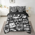 thumbnail image 2 of jejeloiu Cartoon Game Console Bedding Comforter Set 7 Pieces,Gamer Gaming Full Bedding Set,White Black Fitted Sheet Flat Sheet For Boys,Breathable Bedroom Decorative Reversible, 2 of 8