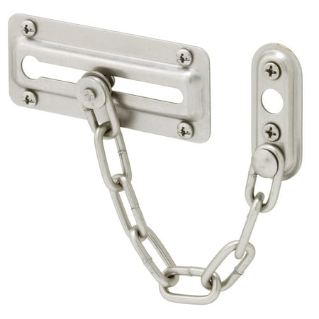 Chain Door Lock, 3-7/16 in., Stamped Steel Construction, Satin Nickel Plated (2-pack)