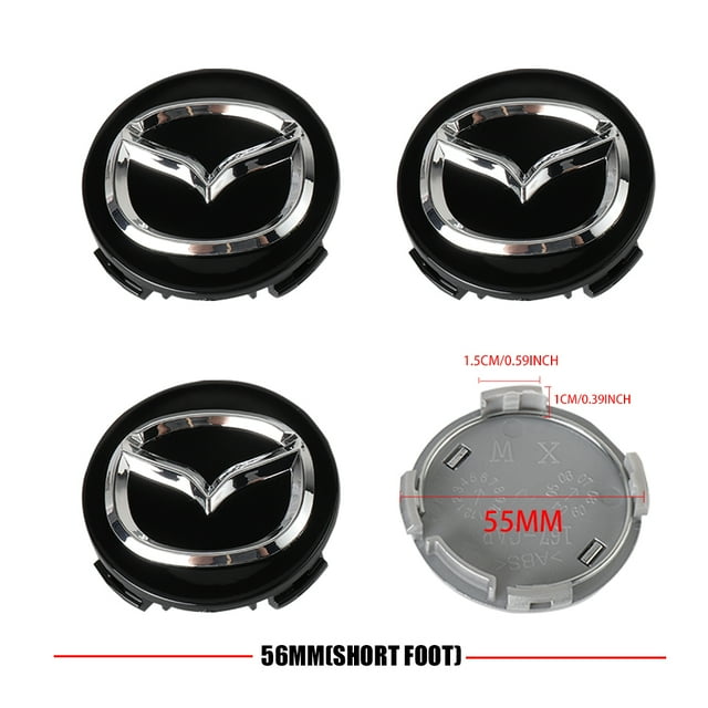 4PCS 56mm Car Wheel Center Caps Tyre Rim Hub cap Cover Stickers Badge For 2 3 5 6 7 323 626 RX7 RX8 MX3 MX5 Axela Atenza black short foot For mazda
