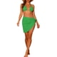 thumbnail image 2 of Conjuntos de bikini de 3 piezas para mujer, con escote halter, trajes de baño de malla con pareo y falda de playa, traje de baño pequeño en verde, 2 of 5