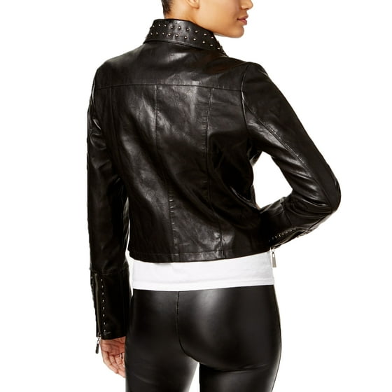 Jou Las Studded Faux Leather Moto Jacket Black Um