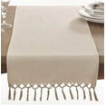 thumbnail image 2 of Fennco Styles Contemporary Knotted Tassel 100% Cotton Table Runner 16"W x 90"L - Natural Woven Table Cover for Home Décor, Dining Room, Weddings, Holidays, Banquets and Special Occasions, 2 of 3