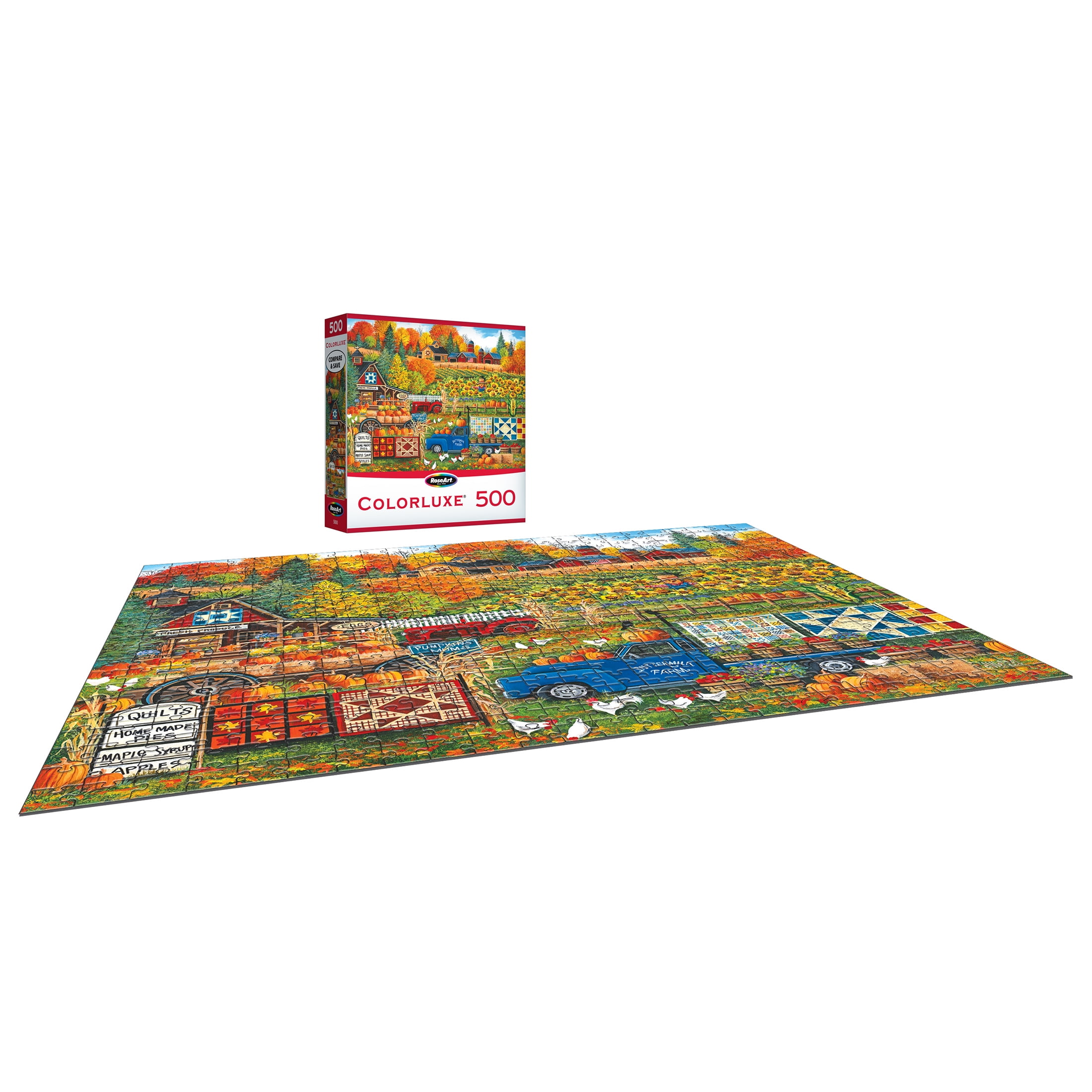 RoseArt - Colorluxe 500 pièces - Buttermilk Farm Fall - Puzzle à emboîter pour adultes, 9+