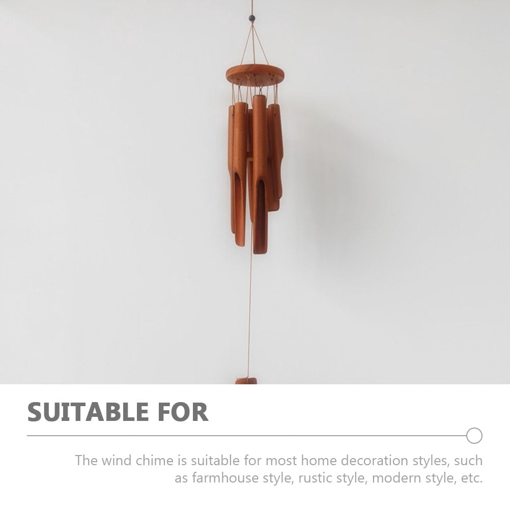 FRCOLOR Light Brown Bamboo Wind Chimes for Outside with Deep Tone for Patio and Home Decor