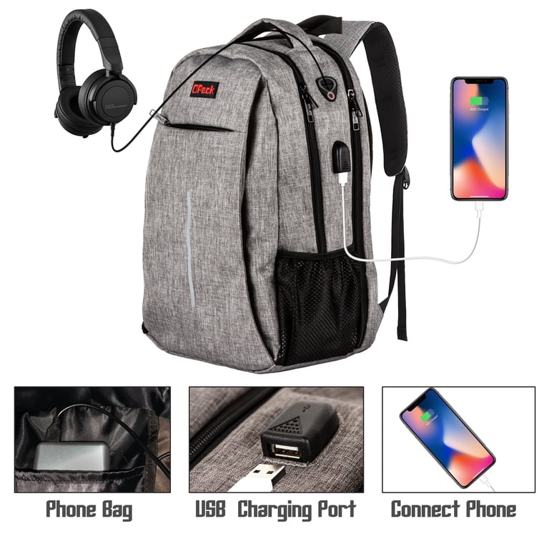 anti-theft rfid blocking laptop backpacks OPACK Anti-Theft Laptop Backpack with USB Charging Port and RFID Protection  – Gray