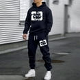 thumbnail image 2 of SGMVNU Tracksuit Men 2 Piece Set Hooded Sweatshirt Jogger Set Pullover Hoodie With Joggers Pants Graphic Tracksuit Casual Running Jogging for Fall Winter(Navy, 3XL), 2 of 5