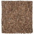 thumbnail image 6 of SAFAVIEH Mariam Leather Shag Area Rug, Brown, 4' x 4' Round, 6 of 8