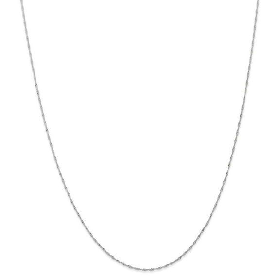 Real 14kt White Gold 1mm Carded Singapore Chain; 24 inch; for Adults and Teens; for Women and Men