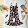 thumbnail image 4 of KAUOD 3 6 12 18 24 Months Girls Flower Halloween Overall Sleeveless Backless Bell Bottom Jumpsuits Halloween Rompers Clothes, 4 of 8