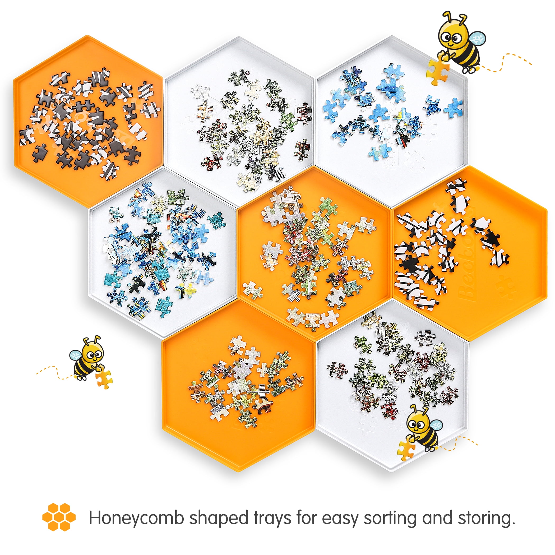 Becko Stackable Puzzle Sorting Trays Jigsaw Puzzle Sorters With Lid White Orange Walmart Com Walmart Com