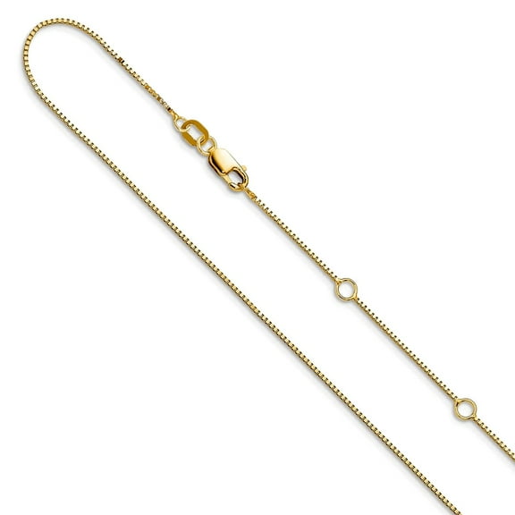 10k Solid Yellow Gold .7mm Box 1in 1inch Adjustable Chain Necklace 16 Inch Chain Necklace for Women and Men