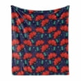 thumbnail image 1 of Vintage Soft Flannel Fleece Blanket, Poppy Bouquets Pastel Meadow Rural Blossoms and Turquoise Leaves Pattern, Cozy Plush for Indoor and Outdoor Use, 60" x 80", Vermilion and Quartz, by Ambesonne, 1 of 6