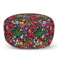 thumbnail image 1 of Floral Pouf Cover with Zipper, Colorful Spring Wildflowers Demonstration with Asters Chamomiles and Fern Leaves, Soft Decorative Fabric Unstuffed Case, 30" W X 17.3" L, Multicolor, by Ambesonne, 1 of 5