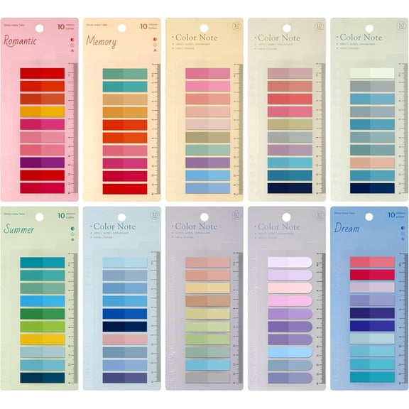 Sticky Tabs with Ruler,Book Tabs for Annotating,Transparent Sticky Notes for Binders,Page Markers for Notebooks,Multi-Colored Writable and Repositionable Book Flags Strip Index Tabs,2000pcs