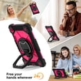 thumbnail image 6 of SaniMore Case for Samsung Galaxy Tab A7 Lite 8.7 inch 2021 Model (SM-T220/T225), Shockproof Shoulder Strap 360° Rotating Handle Bracket Pencil Holder Tri-layer Hybird Anti-drop Kids Shell, Black+Rose, 6 of 9