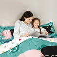 thumbnail image 5 of jejeloiu Cartoon Animal Axolotl Bedding Comforter Set,Pink Black Green Twin Comforter Sets,Kawaii Salamander Bedding Set,For Teens,Microfiber Bedroom Decor Reversible,2pcs, 5 of 8