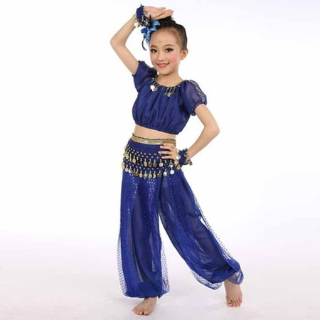 

dmqupv Girls Outfits Size 16 Belly And Set Top Pants Dance s Kids Girls Children Clothing Girls Baby Girl Set Clothes Blue 4-5 Years