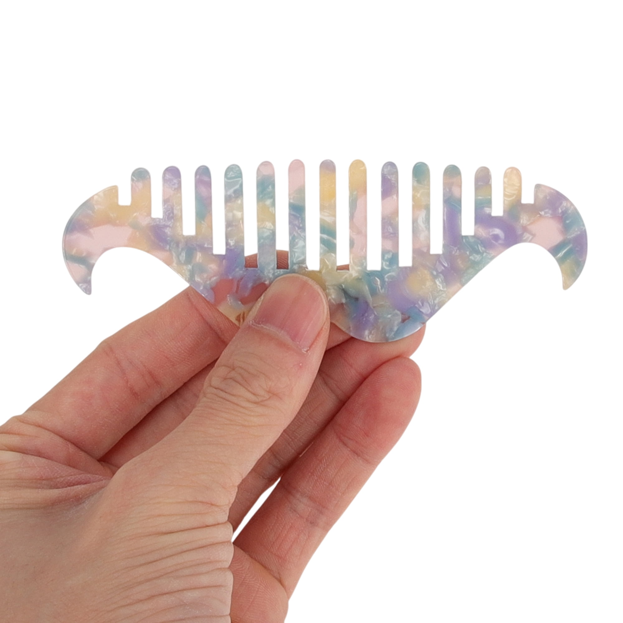 Unique Bargains 1 Pc Portable Beard Shaped Hair Comb for Making hair Smooth Purple, Pink