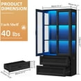thumbnail image 2 of BROTTAR Display Cabinet with LED Lights, Curio Chine Cabinet with Doors & 2 Drawers, 67" Bookcase Display Case Storage Cabinet for Collectibles, Human Body Sensor, Home Office, Living Room, Black, 2 of 7