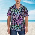 thumbnail image 4 of Daiia Rainbow Animal Skin Hawaiian Shirt for Men Gentle Cotton Regular Short Sleeve Casual-X-Large, 4 of 9