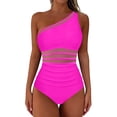 thumbnail image 3 of Oplxuo Women Mesh One Piece Swimsuit - Tummy Control One Shoulder Bathing Suit Cut Out Swimwear 2026, 3 of 7