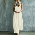 thumbnail image 5 of VBVC Women's Cotton Linen Spaghetti Strap Maxi Dress , Summer Casual Long Dress For Women , Ladies' Loose Fit Beach Vacation Dress with Pockets,Beige,S-2XL, 5 of 7