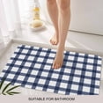 thumbnail image 6 of Navy Blue Plaid Check Doormat Outdoor Entrance 18"x30", Geometrical Abstract Lattice Absorb Moisture Dirt Door Mats, Non-Slip Rubber Backing Floor Mats Indoor, Low-Profile Front Door Rugs, 6 of 9