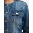 thumbnail image 5 of DARING DIVA Women's Collarless Button Down Long Sleeve Denim Jacket M Blue, 5 of 7