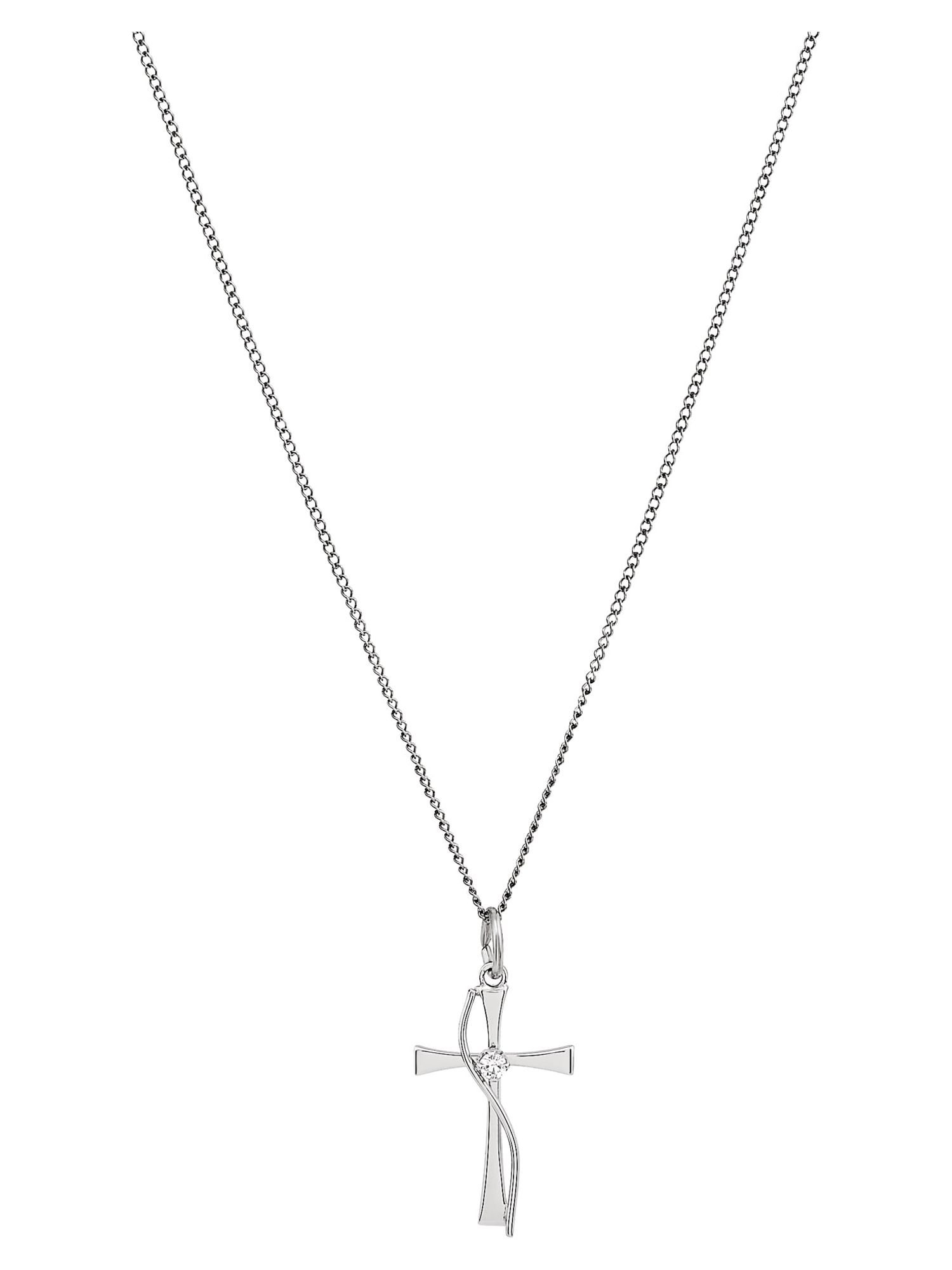 Brilliance Fine Jewelry With Cubic Zirconia Accent Sterling Silver Cross Pendant, 18" Necklace