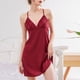 thumbnail image 2 of Gibobby Pijama algodón mujer Camisón y de satén para mujer, ropa de dormir Sexy, vestido de noche, negligés cortos(Rojo,M), 2 of 5