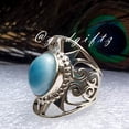 thumbnail image 5 of Dominican Larimar Gemstone Ring: 925 Sterling Silver, Cocktail Style, 5 of 10