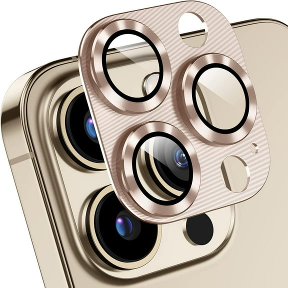 for iPhone 12 Pro Camera Lens Protector Metal Tempered Glass Camera Cover, Strong Stickiness Rear Lens Protector for iPhone 12 Pro, Gold