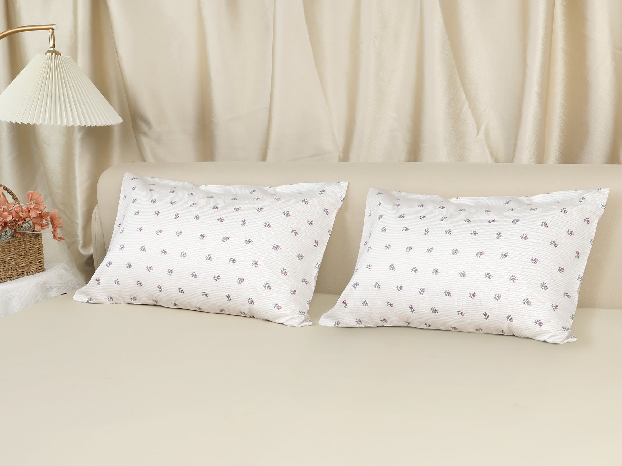 Unique Bargains Pillowcase Cotton Floral Pillow Cases with Envelope Closure Beige