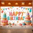 thumbnail image 4 of Colorful Theme Banner Decorative Design Birthday Party Banner Balloon Decoration Party Backdrop for Birthday Party Kids Party Indoor Decoration, 4 of 9