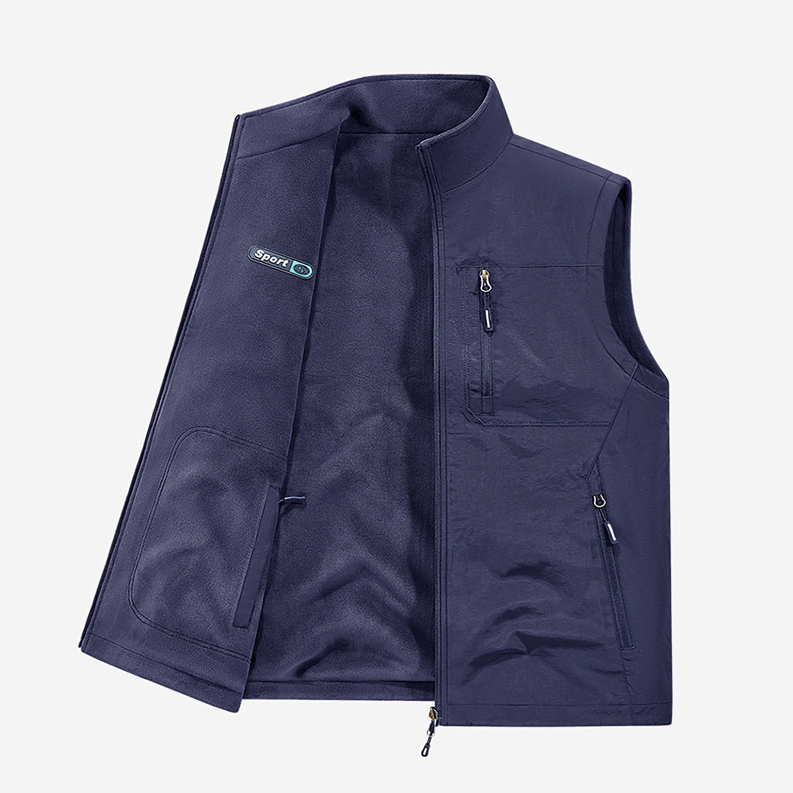 Men's Lightweight Vest Sleeveless Outdoor Work Jacket for Travel Hiking Running Dark Blue XXL