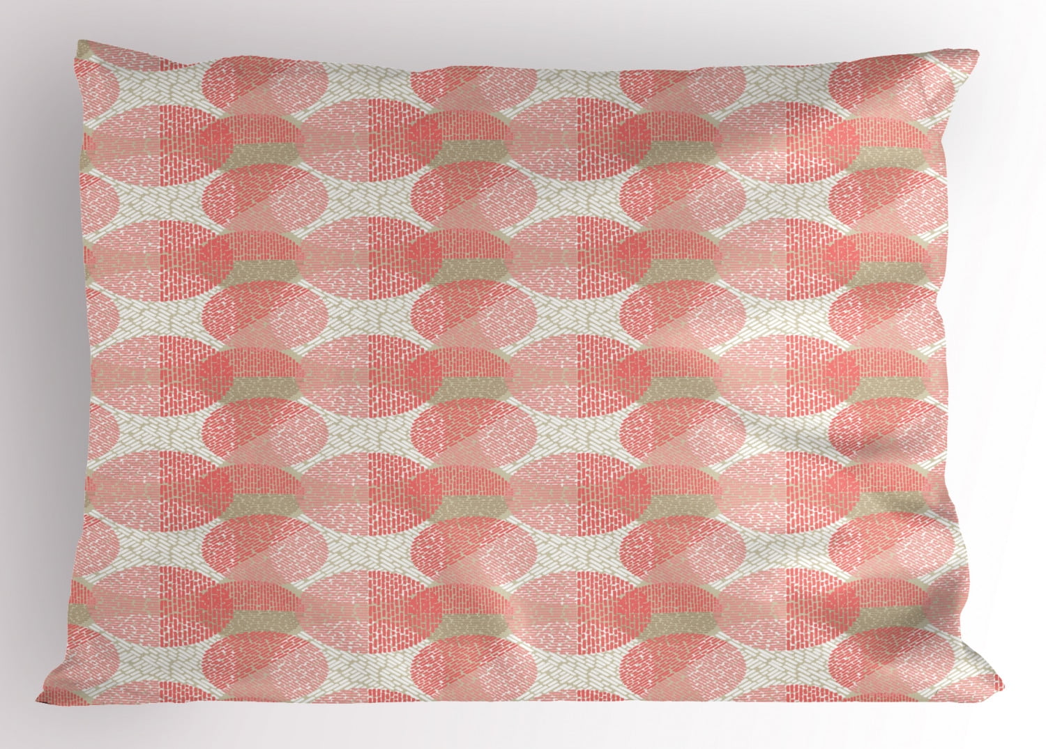Abstract Pillow Sham Overlapped Circles Pattern with Dashed Lines