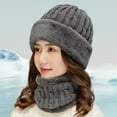 thumbnail image 4 of Winter Beanie Hat, Mid-aged Set, Warm Thick Knitted Cap Scarf Set Snow Cable Knit Hat for Men Women, 4 of 8