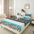 thumbnail image 4 of Feelyou Mandala Tribal Damask Twin Sheet Sets, Leopard Cheetah Print Twin Fitted Sheet, Cyan Cycle Polkadots Flat Sheet, Microfiber Bedroom Decor, 3pcs, 4 of 7