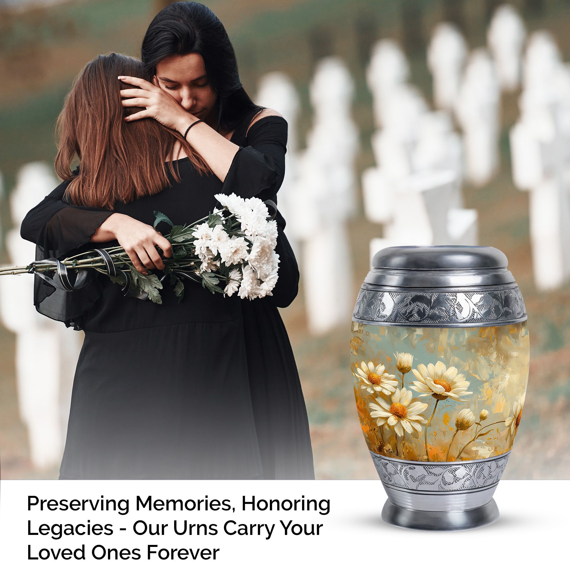 Dance Of Daisies Mini Urns For Human Ashes - Portable Urns For Human Ashes - Urns For Mom - Decorative Urns For Human Ashes - Urn For Mom Ashes (Size-3inch,1pcs)