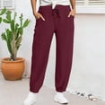 thumbnail image 3 of qucoqpe Women’s Pleated Sweatpants with Pockets Loose Fitting Elastic Waist Casual Joggers Solid Color Wide Leg Trousers, 3 of 6