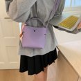 thumbnail image 4 of Bolso Cubo Mujeres Muesca Con Bolsillo Cuerpo Casual Cuero PUS PU () Morado, 4 of 6
