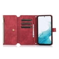 thumbnail image 3 of Allytech Zipper Wallet Case for Samsung Galaxy S23 FE with Wrist Strap & Shoulder Strap, Premium PU Leather Card Slots Kickstand Magnetic Clasp Shockproof Protective Cover Case - Red, 3 of 7