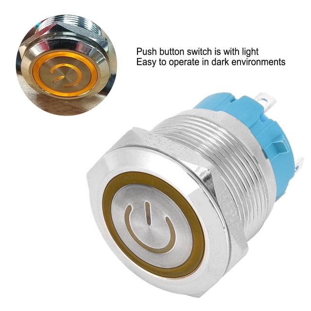 Interruptor De Botón De Metal, Interruptor De Botón Ligero A Prueba De Polvo, Interruptor De Botón De Reinicio Automático 3-6 VCC Compacto Para Herramientas 2 Piezas 22 Mm