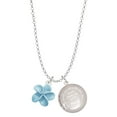 thumbnail image 1 of Delight Jewelry Silvertone Blue Plumeria Flower To the World You are a Mother Locket Necklace, 1 of 4