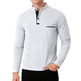 thumbnail image 2 of Fabrcox Men Long Sleeve Polo Shirts Lapel Collar Button Down Mens Henley Shirts Summer Outdoor Athletic Men Golf Shirt with Pocket, 2 of 4