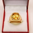 thumbnail image 2 of Men Silver Citrine Stone Ring , Men Square Citrine Ring, Yellow Stone Ring , Turkish Handmade Ring , Solid Silver 925k Sterling Silver, 2 of 3