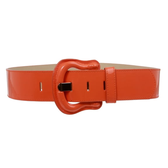 Women's Western High Waist Wide Patent Fashion Plain Leather Belt